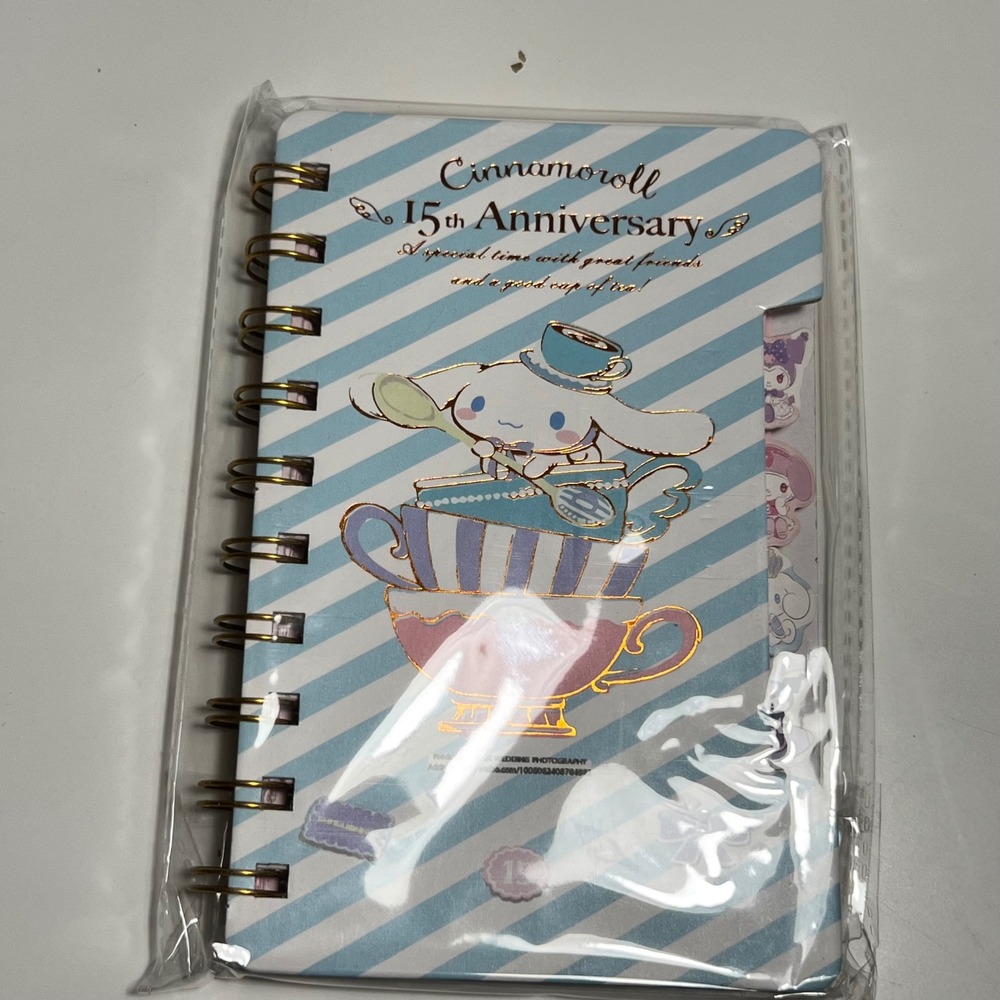 Sanrio Cinnamoroll 15th Anniversary Spiral Notebook Blue Gold Foil Tabs XQ-3503
